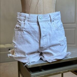 Free People We The Free Cream Denim Ripped Shorts - Size 26